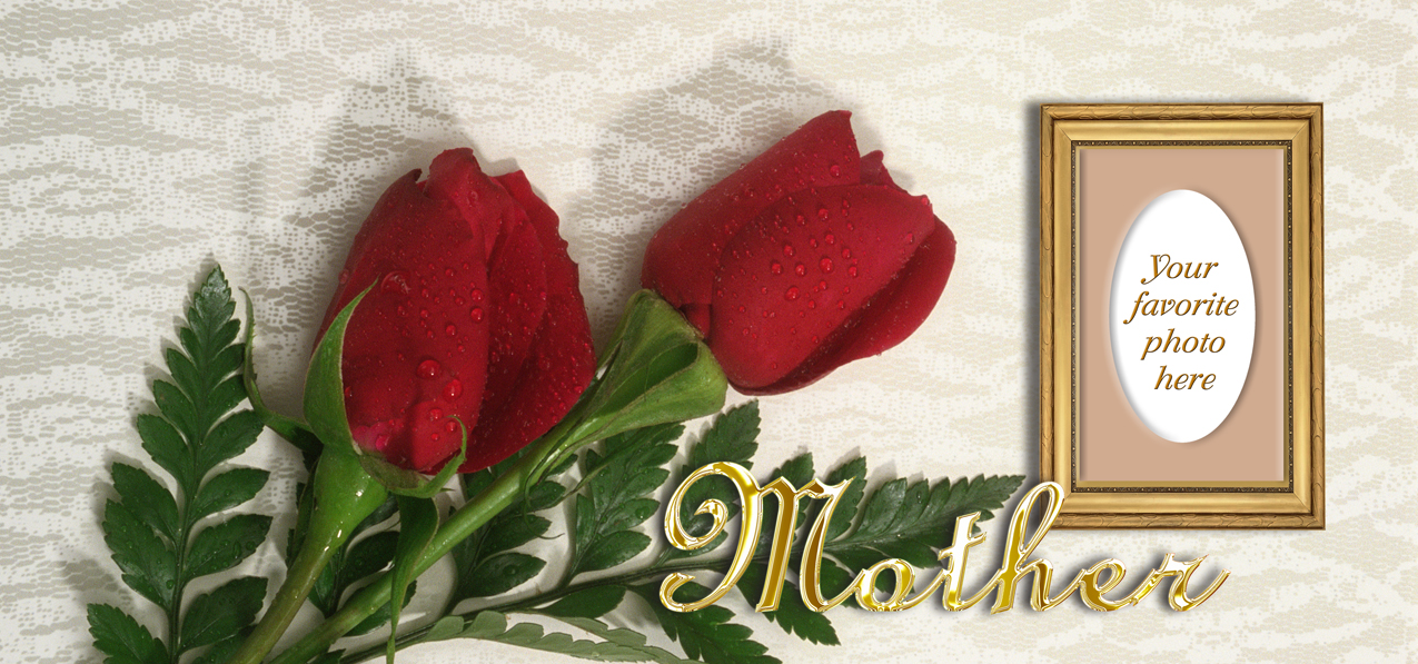 2 Roses Red Gold Mother